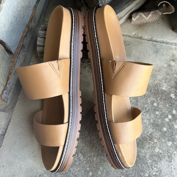 Madewell The Charley double strap slide leather sandal in Desert Camel Sz-10.5 I - Picture 4 of 14